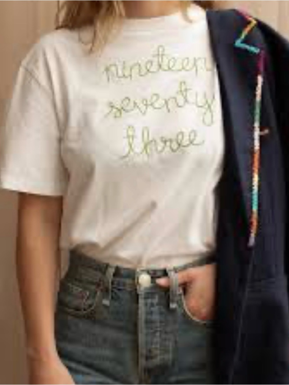 Lingua Franca Nineteen Seventy Three Embroidered Tee M
